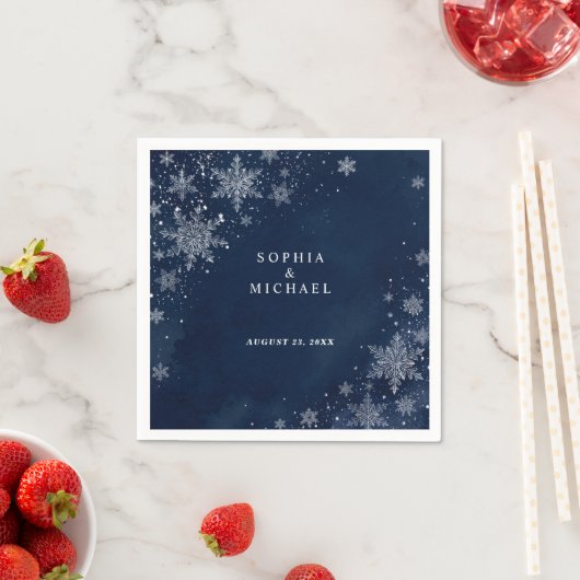 Mitternachts-Schneeflocken Winter Hochzeitsserviet Serviette (Beispiel)