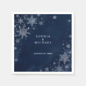 Mitternachts-Schneeflocken Winter Hochzeitsserviet Serviette (Vorderseite)