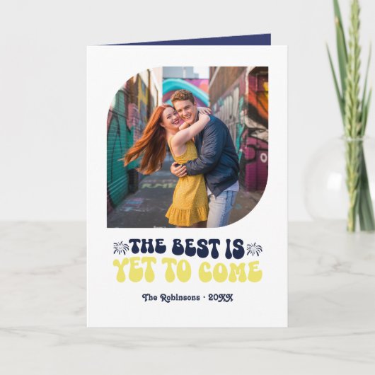 Mitternachts-Spark Champagner Retro Neujahrsfoto Feiertagskarte (Vorderseite)