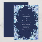 Mitternachts-Stahlblüten-Hochzeit Einladung (Vorne/Hinten)