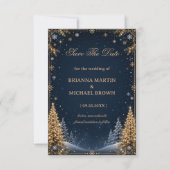 Mitternachts-Sternenlicht-Wald-Eleganz im Winter Save The Date (Vorderseite)