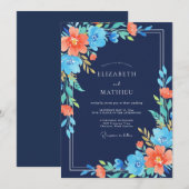 Mitternachts-Tangerine-Hochzeit bemalt Einladung (Vorne/Hinten)