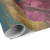 Mitternachts-Teal- und Goldmarmor-Fusion Geschenkpapier (Rolleneckpunkt)