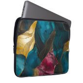Mitternachts-Teal- und Goldmarmor-Fusion Laptopschutzhülle (Vorne Rechts)