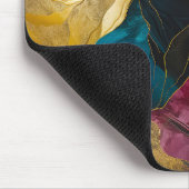 Mitternachts-Teal- und Goldmarmor-Fusion Mousepad (Ecke)