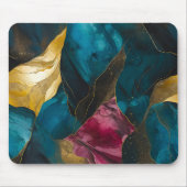 Mitternachts-Teal- und Goldmarmor-Fusion Mousepad (Vorne)