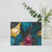 Mitternachts Teal- und Goldmarmor-Fusion Postkarte (Stehend Vorderseite)
