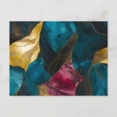 Mitternachts Teal- und Goldmarmor-Fusion Postkarte (Vorderseite)