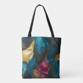 Mitternachts-Teal- und Goldmarmor-Fusion Tasche (Rückseite)
