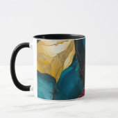 Mitternachts-Teal- und Goldmarmor-Fusion Tasse (Links)