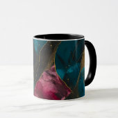 Mitternachts-Teal- und Goldmarmor-Fusion Tasse (VorderseiteRechts)
