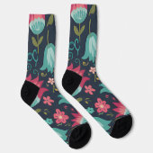 Mitternachts-Tulpe & Teal-Blüte Socken (Rechts)