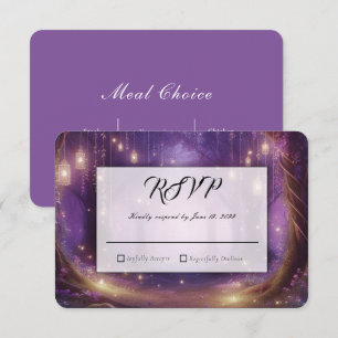 Mitternachts-Veilchen-Zauberwald-Hochzeit RSVP Karte