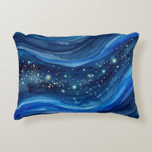 Mitternachts-Wasserfarben-Galaxie Dekokissen