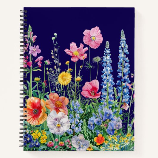 Mitternachts-Wildblume | Cottagecore-Blumenjournal Notizblock (Vorderseite)