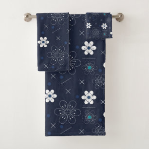 Mitternachts-Winterblumen-Badehandtuch-Set Badhandtuch Set