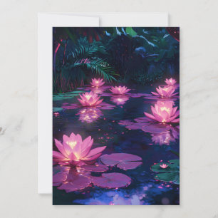 Mitternachts-Zen-Natur Rosa Lotus-Teich Feiertagskarte