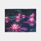 Mitternachts-Zen-Natur Rosa Lotus-Teich Fleecedecke (Vorderseite (Horizontal))