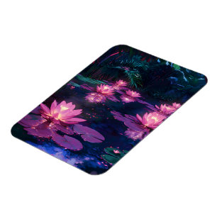 Mitternachts-Zen-Natur Rosa Lotus-Teich Magnet