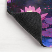 Mitternachts-Zen-Natur Rosa Lotus-Teich Mousepad (Ecke)