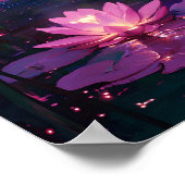 Mitternachts-Zen-Natur Rosa Lotus-Teich Poster (Ecke)