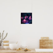 Mitternachts-Zen-Natur Rosa Lotus-Teich Poster (Küche)