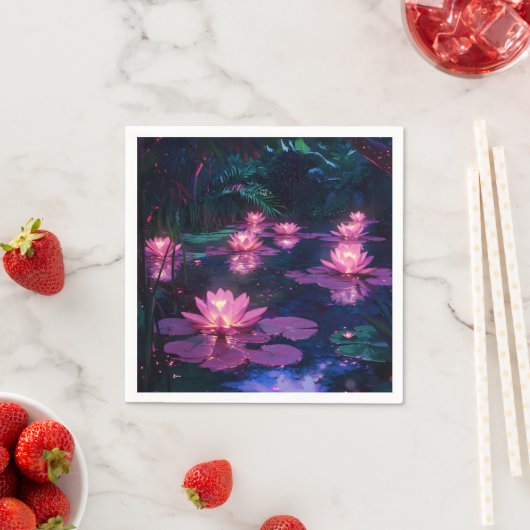 Mitternachts-Zen-Natur Rosa Lotus-Teich Serviette (Beispiel)