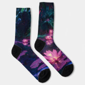 Mitternachts-Zen-Natur Rosa Lotus-Teich Socken (Rechts)