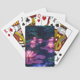 Mitternachts-Zen-Natur Rosa Lotus Teich Spielkarten