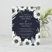 Mitternachtsanemonen-Blumenhochzeit Einladung (Stehend Vorderseite)