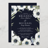 Mitternachtsanemonen-Blumenhochzeit Einladung (Vorne/Hinten)