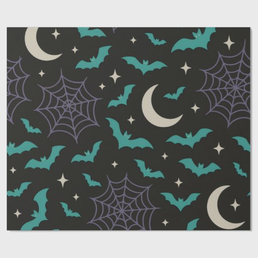 Mitternachtsbats & Webs - heißes Halloween Geschenkpapier (Flach)