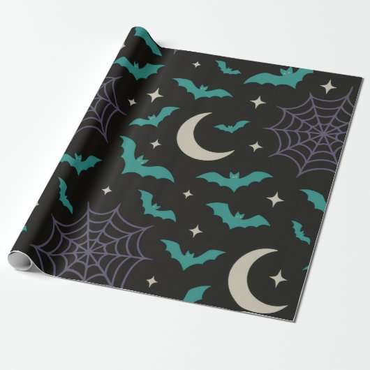 Mitternachtsbats & Webs - heißes Halloween Geschenkpapier (Ungerollt)