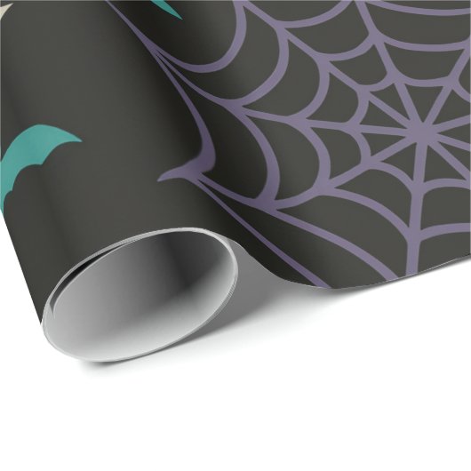 Mitternachtsbats & Webs - heißes Halloween Geschenkpapier (Rolleneckpunkt)