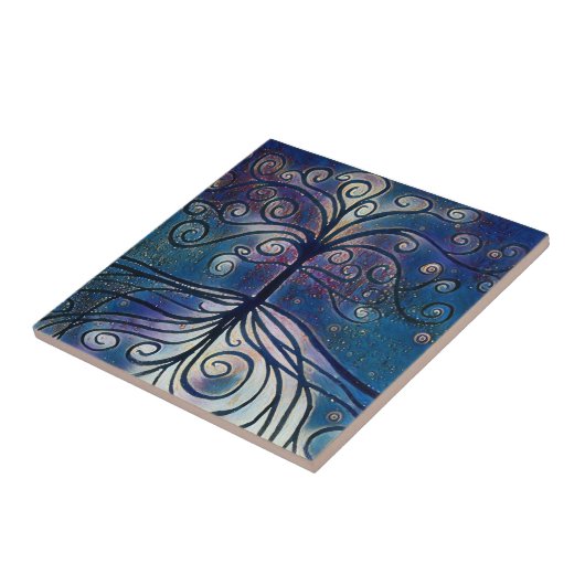 Mitternachtsbaum des Lebens - Fliese (Seite)