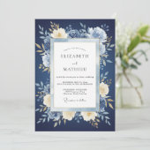 Mitternachtsbemalte Blätterhochzeit Einladung (Stehend Vorderseite)