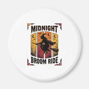 Mitternachtsbesenfahrt Vintage Hexe Halloween-Graf Magnet