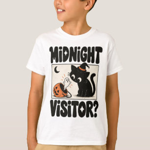 Mitternachtsbesucher schwarze Katze Halloween T-Shirt
