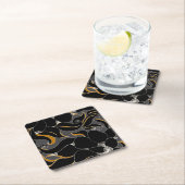 Mitternachtsblätter - elegantes Blumenmuster Rechteckiger Pappuntersetzer (Vor Ort)