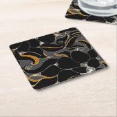 Mitternachtsblätter - elegantes Blumenmuster Rechteckiger Pappuntersetzer (angewinkelt)