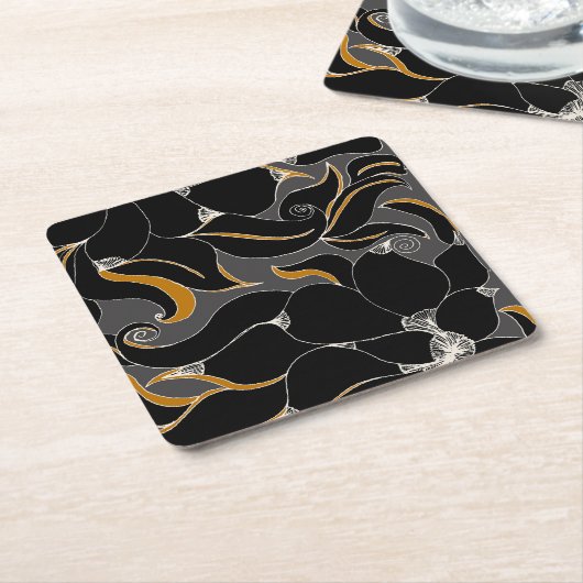 Mitternachtsblätter - elegantes Blumenmuster Rechteckiger Pappuntersetzer (angewinkelt)