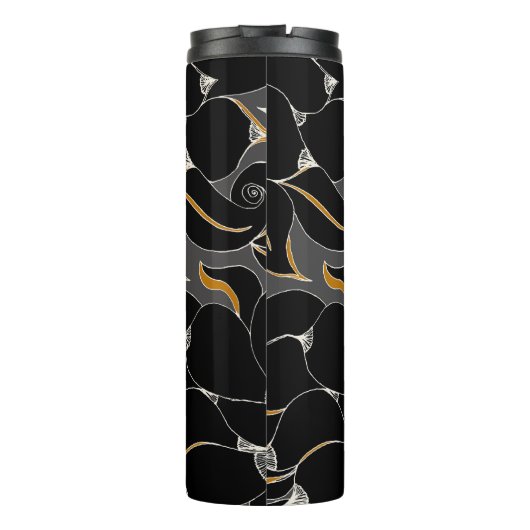 Mitternachtsblätter - elegantes Blumenmuster Thermosbecher (Rückseite)