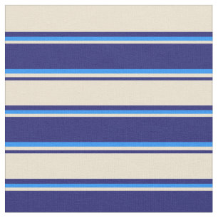 Mitternachtsblau, Beige und blaues Muster Stoff