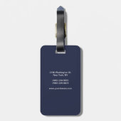 Mitternachtsblau berufliche moderne Monogramm Gepäckanhänger (Rückseite vertikal)
