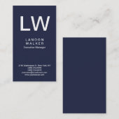 Mitternachtsblau berufliche moderne Monogramm Visitenkarte (Vorne/Hinten)