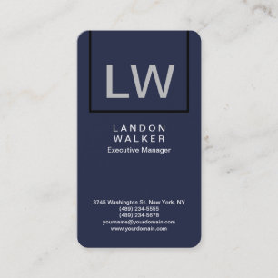 Mitternachtsblau berufliche moderne Monogramm Visitenkarte
