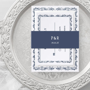 Mitternachtsblau Einfaches Monogramm Einladungsbanderole