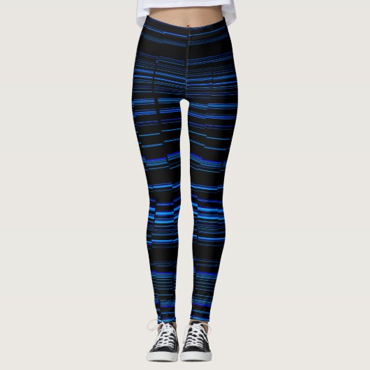 Mitternachtsblau Einzigartig Modernes Streifenmust Leggings (Vorderseite)
