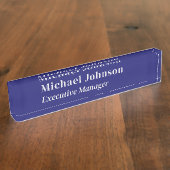 Mitternachtsblau moderner beruflich-minimalistisch namensplakette (Seite)