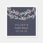 Mitternachtsblau, Rosa und Schwarz - Brautparty Serviette (Vorderseite)